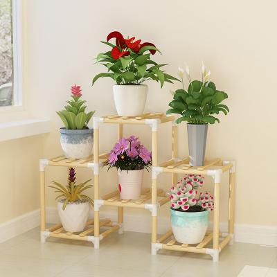 China Indoor Zen Wooden Flower Pot Holder Plant Stand Rack Household Asian Storage Shelves for sale