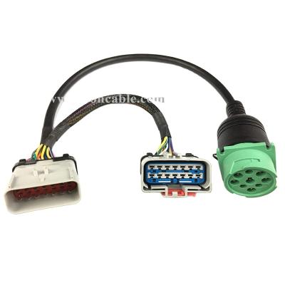 China RP1226 Male To Female To J1939 Extension Splitter Y Cable For ELD Device YS-P14MF-9P for sale