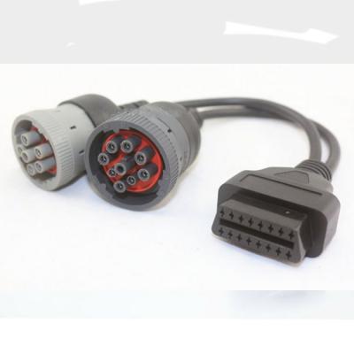 China OBD2 Interface Truck Y Cable OBD2 16pin Female at J1708 6pin and J1939 9pin Other Price for sale