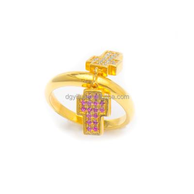 China Religious Christian Jewelry Rose Gold Plated Brass Religious Cross Ring for sale