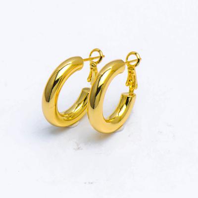 China Office / Career Classic Cheap Brass Gold Plated Empty Inside Circle Hoop Earrings For Women for sale