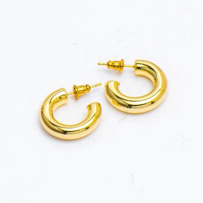 China Career Office / OEM Customized C Shape Circle Earrings Gold Plated Jewelry Pin Earrings For Women for sale