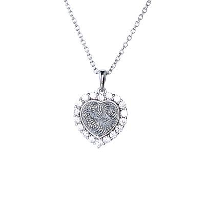 China Simple Romantic 3D Heart Design For Lover Jewelry Fashionable Silver Pendant With Zircon And Rhodium Plating for sale