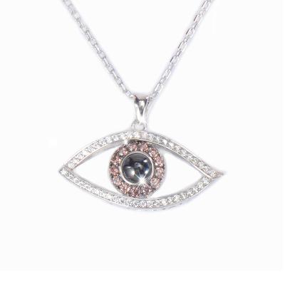 China Newest Fasion Design Romantic Zirconia Gold And Rhodium Plated Eyes Pendant With Zircon For Lover 100 Tongues I Love You for sale