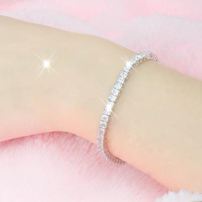 China CLASSIC factory selling jewelry 925 silver white zircon tennis chain bracelet for women for sale