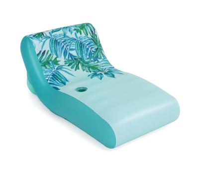 China Luxury Water Entertainment Swim Pool Float Lounge with Machine Washable Canvas Cover UPF 50+ with Curved Backrest and Cup Holder Summer Pool Toy Floats for sale