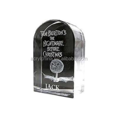 China Home Decoration & exhibition & office & Custom Business Gift JACK SKELLINGTON Nightmare Before Christmas GRAVESTONE ACRYLIC GLASS PAPERWEIGHT for sale