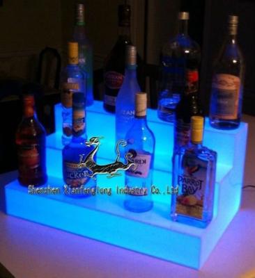 China Glowing 3 Row LED Bottle Display 3 Tier LED Light / Perspex Shop Display Stand for sale