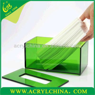 China Home Decoration & exhibition & office & Business Gift Acrylic Facial Tissue Box Transparent Green Acrylic Box For Tissue Paper for sale