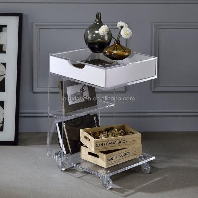 China Factory Sale Eco - Friendly Acrylic Capri End Table With Storage for sale