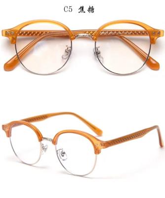 China New Fashion Round Half Frame Acetate Glasses Rimless Eyewear Half for sale