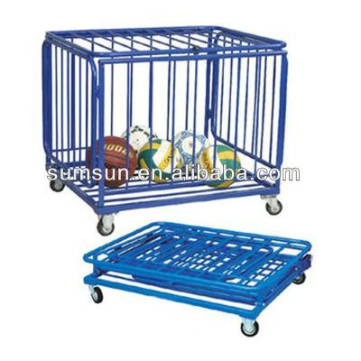 China High Tensile Iron Tube Basket Ball Equipment Ball Collector Basketball Cart With Rollers for sale