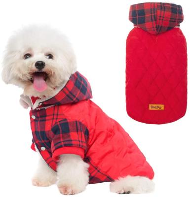 China Sustainable New Style Plaid Design Fleece Inside Coats And Dog Clothes Fashion Dog Coats Winter Pet Clothes Waterproof for sale