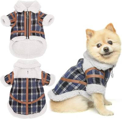 China Winter Classic Soft Warm Wool Plaid Design Large Dog Fur Coat With Zipper for sale