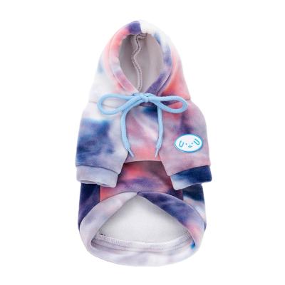 China Wholesale Stocked Winter Autumn Luxury Tie Dye Designer Dog Coat Pet Clothes Dog Hoodie for sale