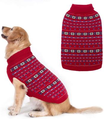 China Stocked Christmas Soft Acrylic Snowflake Knit Dog Cat Clothes Winter Pet Christmas Sweater for sale