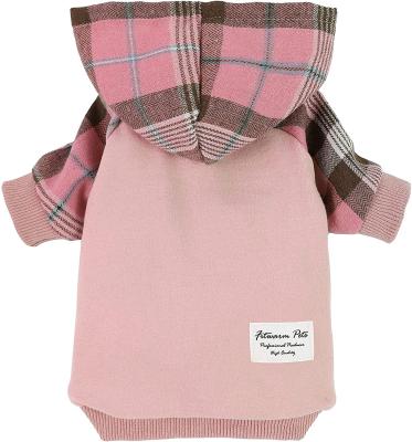 China Sustainable Luxury Soft Cotton Plaid Design Cute Dog Hoodies Refine Pet Clothes for sale