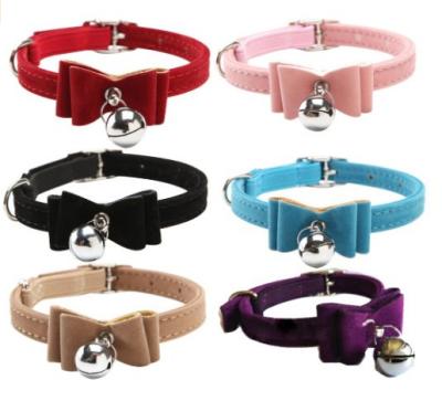 China Wholesale Bling Velvet Quick Release Stocked Collar For Dogs And Cats Collar With Bow Bell Bowtie Cat Collar for sale