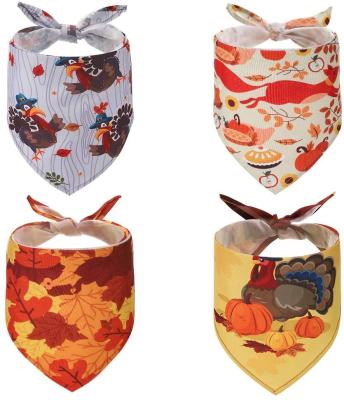 China Sustainable Soft Breathable Thanks Giving Design Autumn Style Custom Dog Bandana Scarf Printed for sale