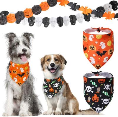 China Viable Factory Custom Polyester Cotton Printed Dog Bandanas Halloween Style Pet Scarf for sale