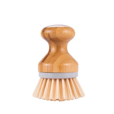 China Eco-Friendly Kitchen Tools Sustainable Plastic Free Sisal Bamboo And Dish Brush Short Handle Dishes Scrub Brush for sale