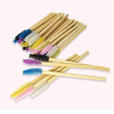 China Professional Eco-friendly Eyelash Extension Tools Handle Bamboo Makeup Brushes Eyelash Extension Brush Tube Personalized Mascara Brush for sale