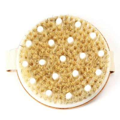 China Round Natural Bath Shower Massage Brush 3813565 For Cellulite Wooden Body Dry Brush for sale