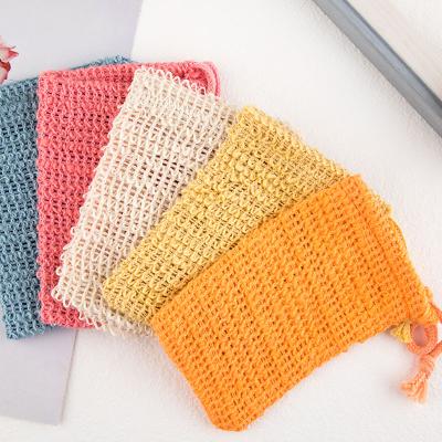 China EXFOLIATE Natural Sisal Soap Exfoliating Bags Mesh Bag With Drawstring For Shower for sale