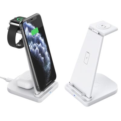 China Foldable wireless phone/earphone/smartwatch charger can provide fast 15w radio charging for phones, headphones, and watches for sale