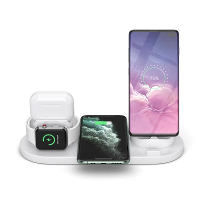 China Hot Phone/Earphone/Smart Watch 6 in 1 Fast Custom Wireless Charger 15 Watt Phone Stand Charger Dock Charging Reference for iPhone for Android Phone for sale