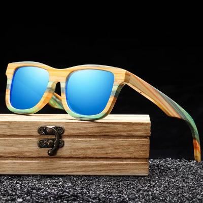 China New Fashion Square Square Bamboo Sunglasses Women Wooden Polarized TAC Color Men Custom Logo for sale