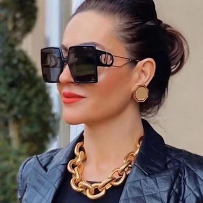 China Wholesale Luxury Square Big Frame Women's Fashion Designer Brand Trend Fashion Sun Glasses Custom Made Sunglasses for sale