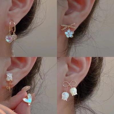 China FASHIONABLE retro silver French court style light luxury S925 needle diamond studded flower earrings temperament pop soft earrings for sale