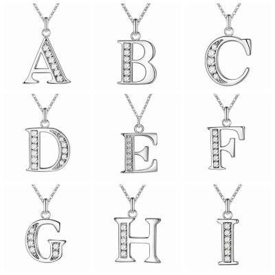 China Other FJ 26 English Letter Necklace Inlaid With Diamond Popular A-z Letter Stainless Steel Zircon Jewelry Wholesale for sale