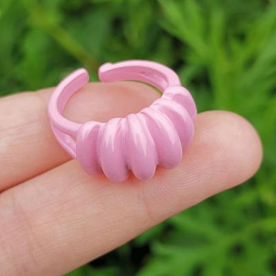 China New Hot Selling Cute Lost Lady Ring INS Ring Female Candy Color Resin Ring Geometric Line Oil Painting Female Jewelry for sale