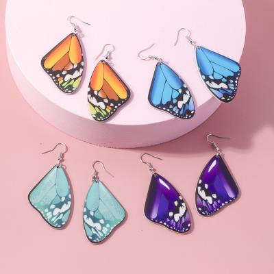 China HOT Fashion Multicolor Butterfly Wings Dangle Earrings For Women Girls Exquisite Romantic Butterfly Drop Earrings Wholesale for sale