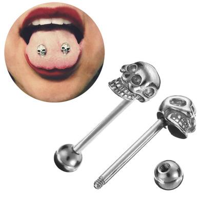 China 2021 FASHIONABLE Lost Tongue Ring Stainless Steel Jewelry Lady Personality Wholesale Skull Nail Jewelry Piercing Gift for sale