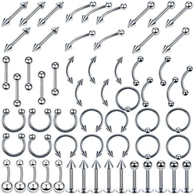 China FJ'S CLASSIC Stainless Steel Labret Nose Ring60accessories Set Nose Stud Piercing Jewelry for sale