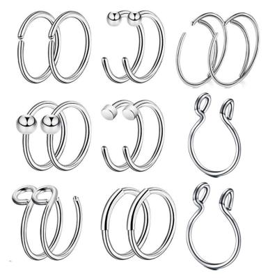 China FJ'S CLASSIC Stainless Steel Labret Nose Ring16accessories Set Nose Stud Piercing Jewelry for sale