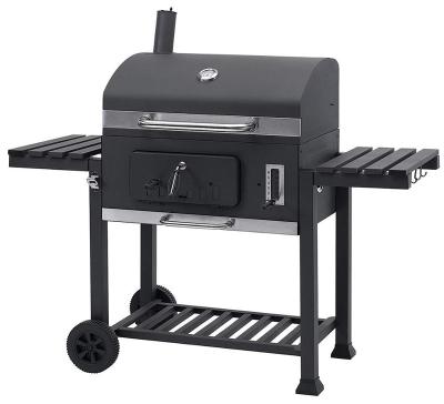 China Easily Collected Square Cast Iron Cart Grill Smoker With Chimney Charcoal Barbecue With Lid 152x73x137cm for sale