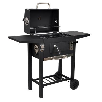 China Easily Assembled SEJR Outdoor Charcoal BBQ Grill Cart Food Smoker BBQ Grill with Double Side Table for sale