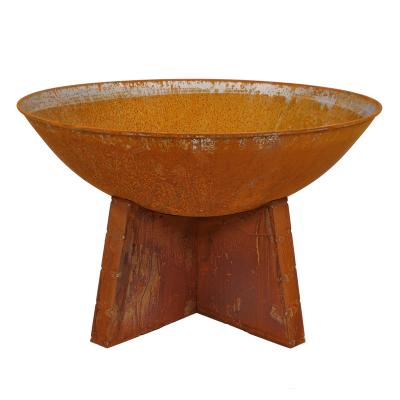 China SEJR Stocked 24 Inch Steel Wood Burning Fire Pit Bowl Modern Backyard Outdoor Rust Patina Oxide for sale