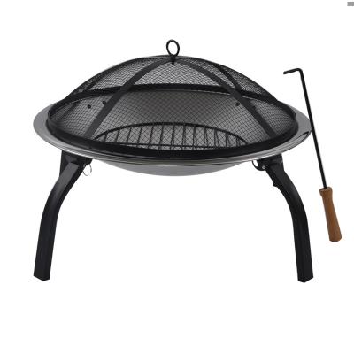 China SEJR Stocked 22 Inch Portable Stainless Fire Pit Outdoor Steel Foldable Fire Basket 56X56X42cm for sale