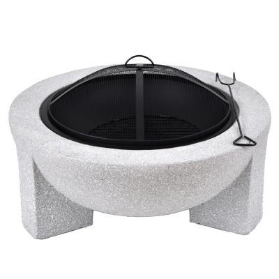 China Patio SEJR 30 Inch Outdoor Magnesium Oxide Round Firepits MgO Garden Fire Wood Burning Pit for sale