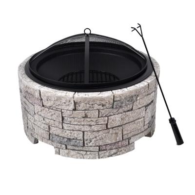 China SEJR Outdoor Round Magnesium Oxide Patio Fire Pit Wood Burning Stone MgO Garden Firepits for sale