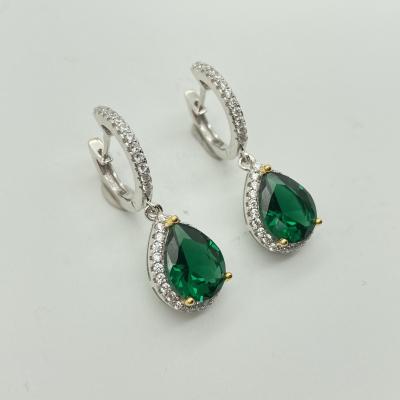 China Exquisite Fine Jewelry Classic 3A Cubic Zirconia Claw Setting Blue Green Rose Color Oval Diamond Eardrop for sale