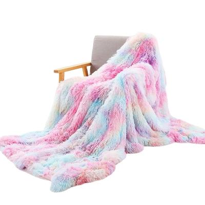 China Customized Customized Luxury Double Sided Faux Fur Throw Blanket Super Soft 100% Soft Double Tie Tie Dye Luxury for sale