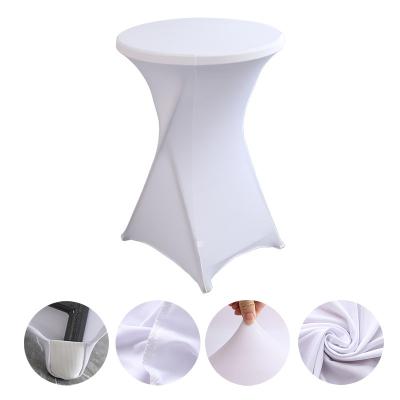 China Waterproof Customize High Bar Round Cocktail Tablecloth Spandex Stretch Polyester Elastic Outdoor Table Cover For Banquet Wedding Party for sale