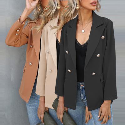 China Lapel Women Fashionable Coat Woman Double Breasted Casual Blazers Anti-Wrinkle Wholesale Business Local for sale