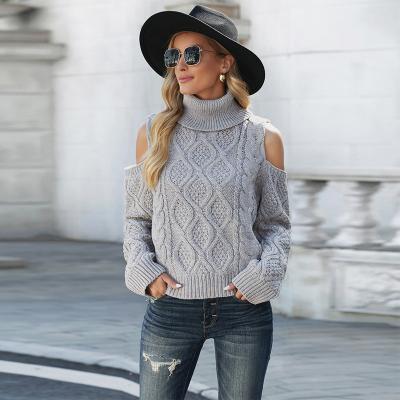 China Fashionable Solid Color Anti Shrink Chill Textured Knitting Sweater Women's Turtle Neck Sweaters for sale